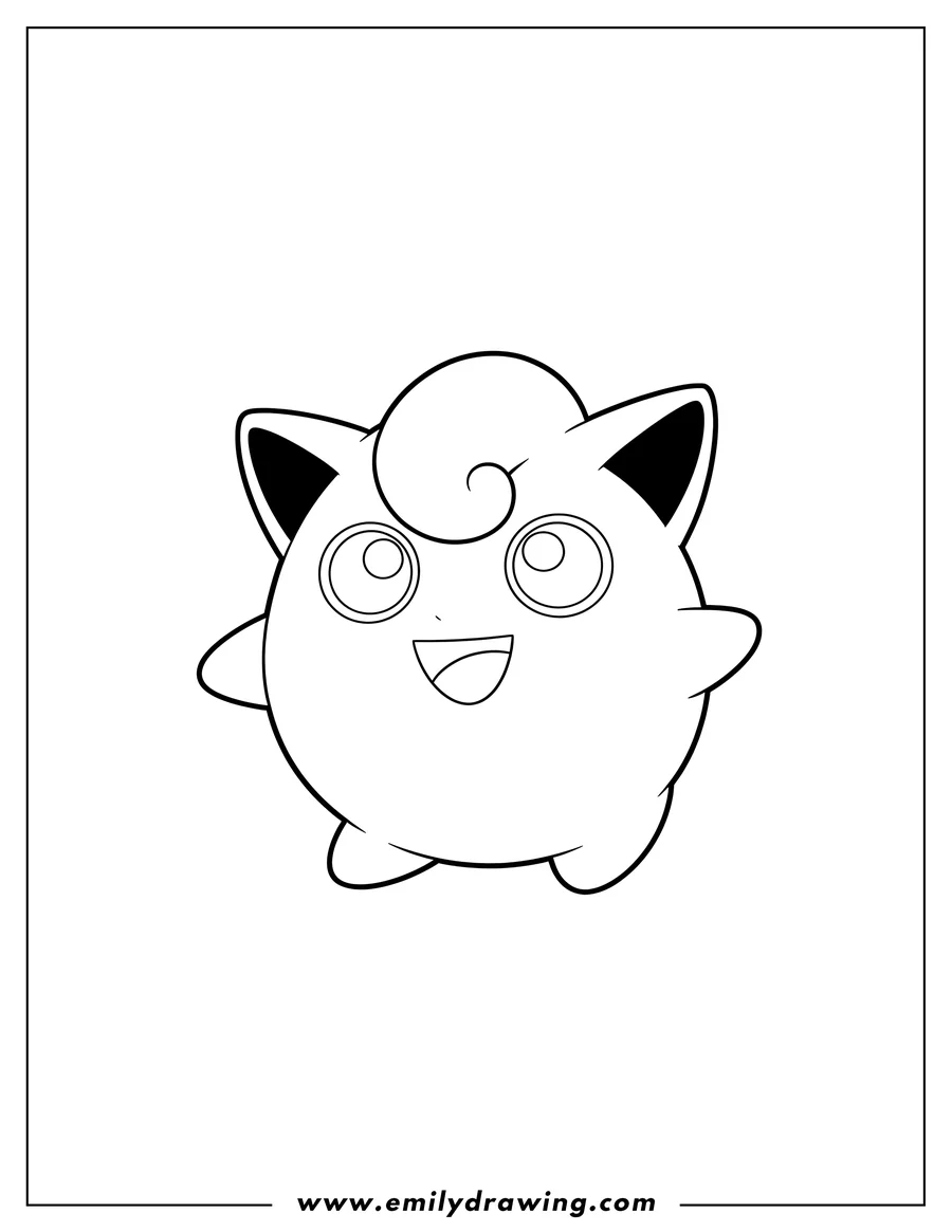 Coloring page for kids: jigglypuff smiling