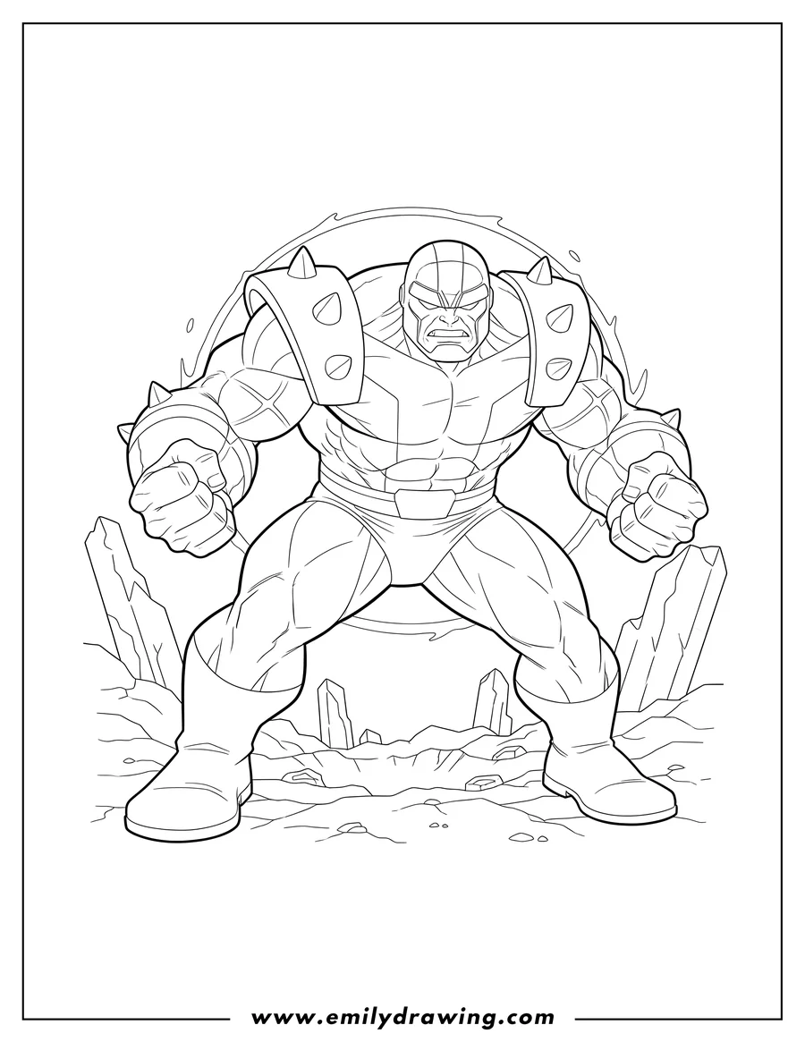Linear illustration of juggernaut Fighting Mode, in a powerful stance