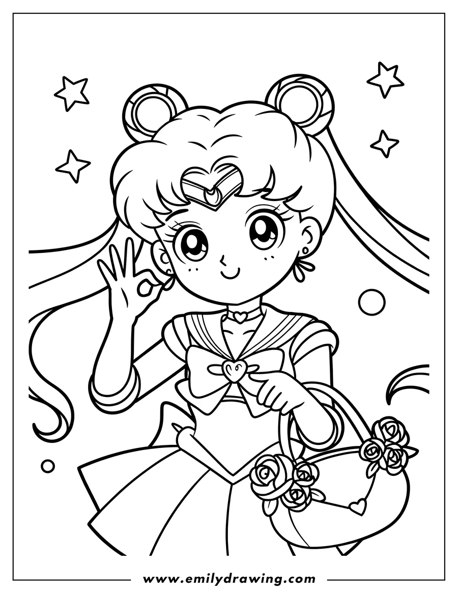 Coloring sheet featuring anime Character