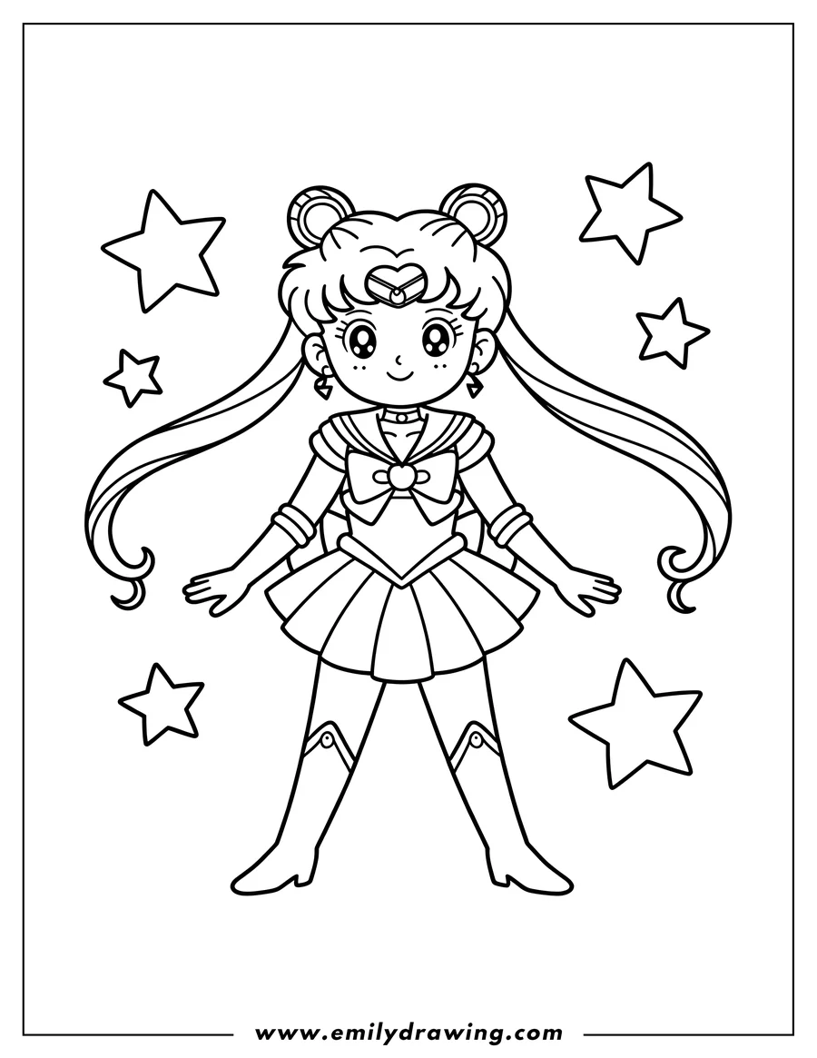 Printable line art of anime Character