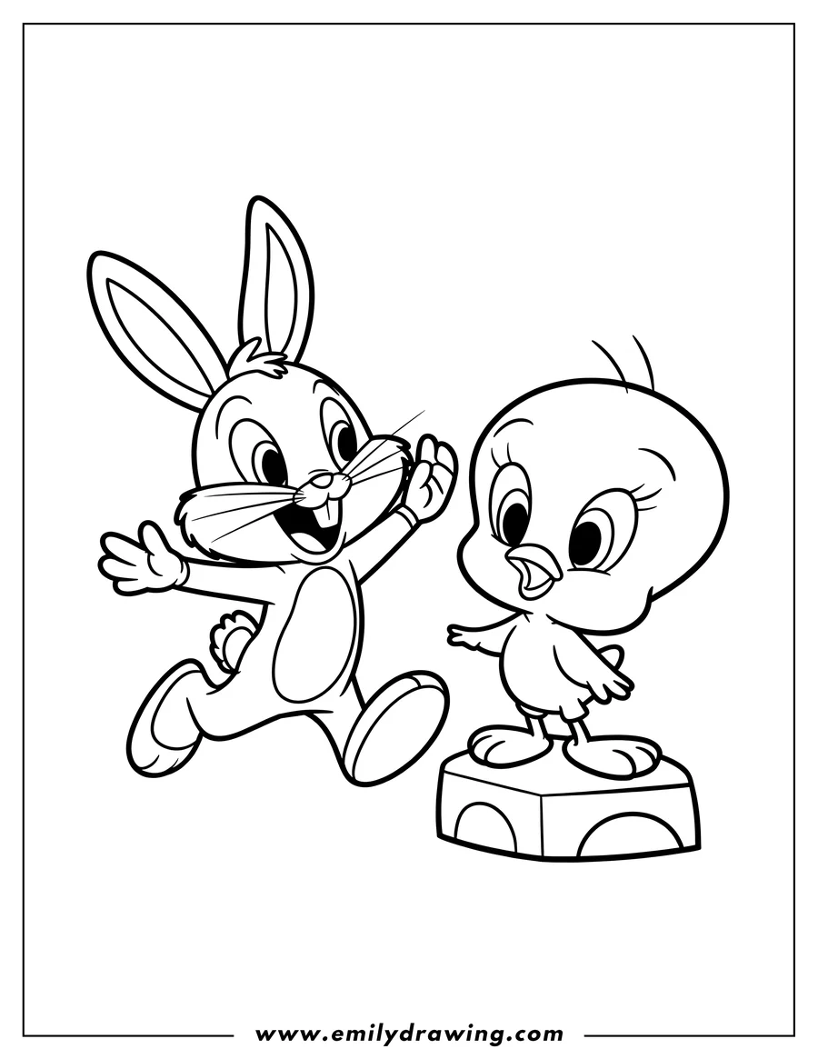 Printable coloring page of baby Bugs Bunny