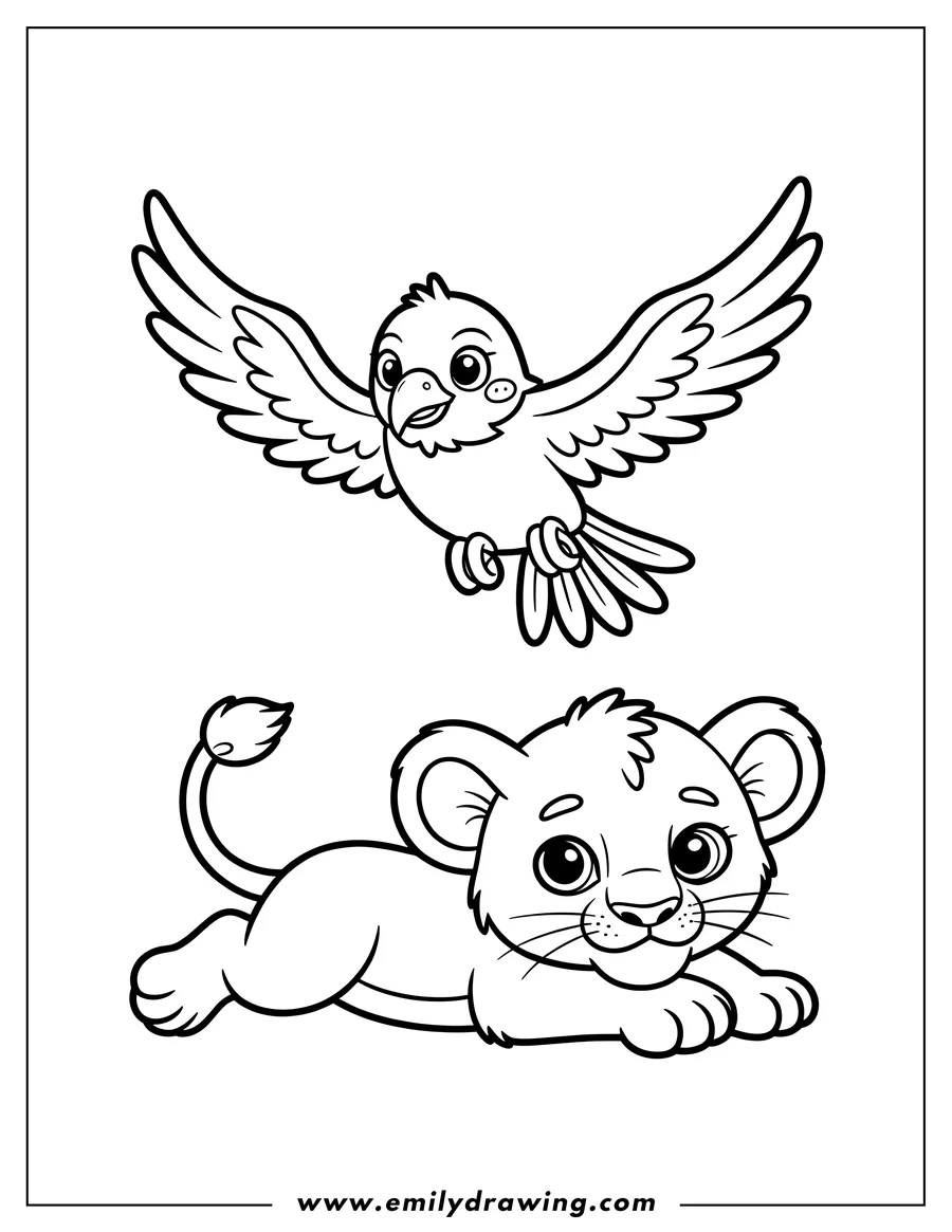 Coloring page of bird