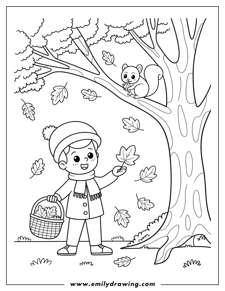 Outline drawing of boy