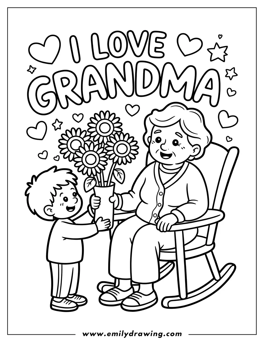 PDF style coloring page: boy