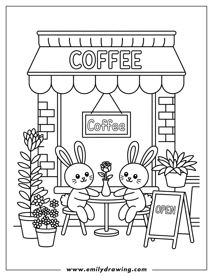 Simple sketch of bunny to color