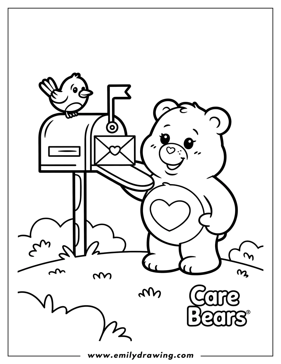 Printable coloring page of care Bear
