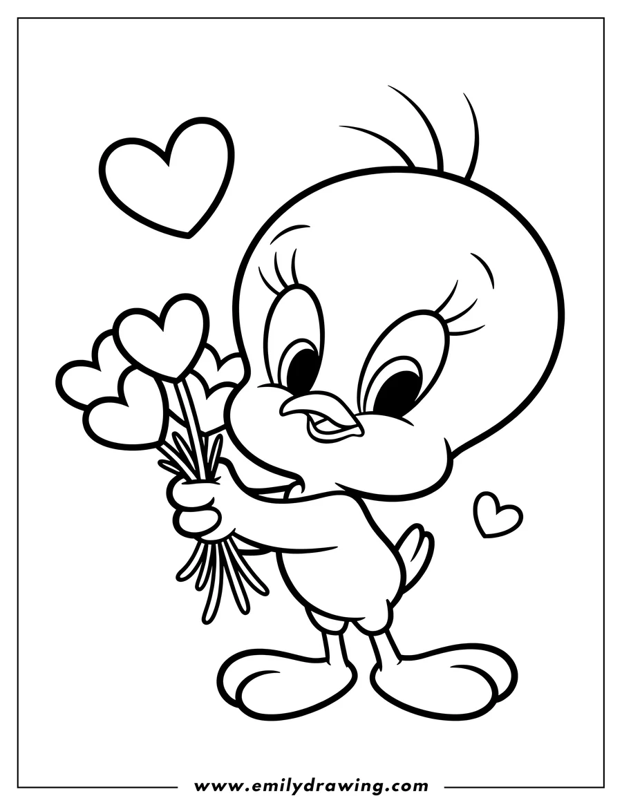 Coloring page of cartoon Bird
