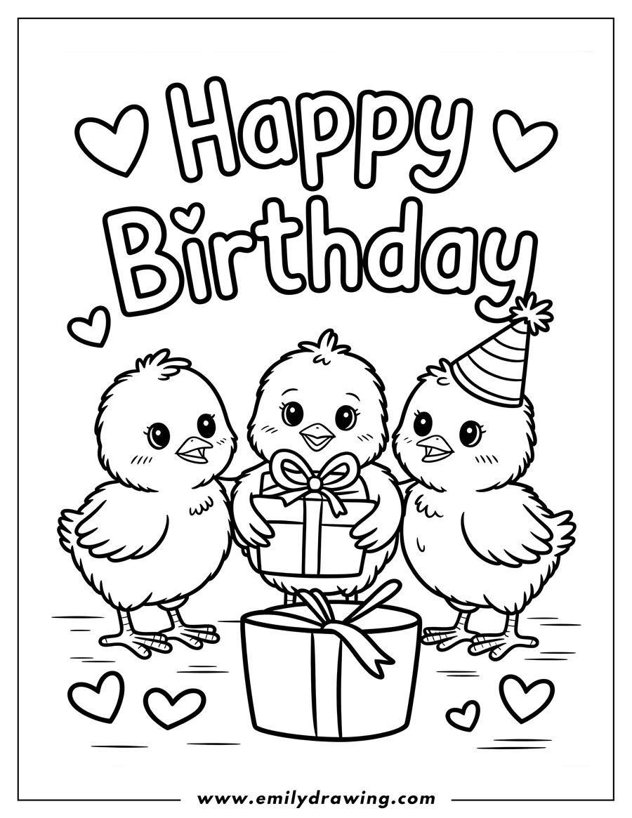 Clean line drawing: chick