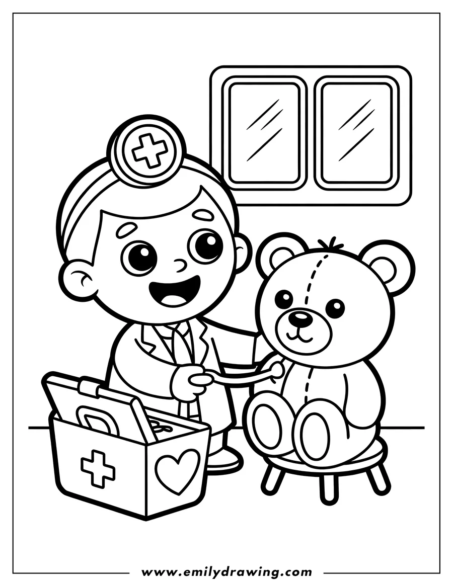 Free to print drawing of child Doctor