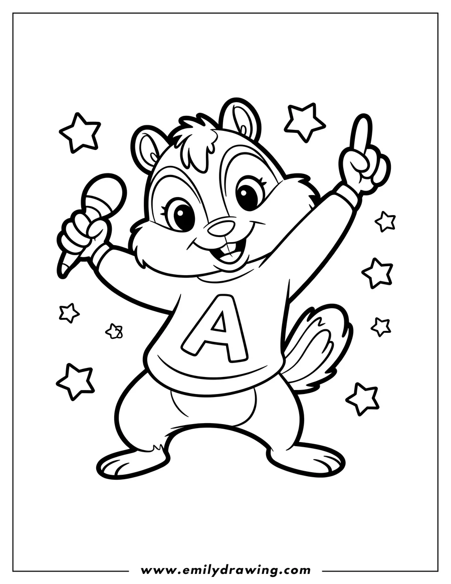 Printable line art of chipmunk