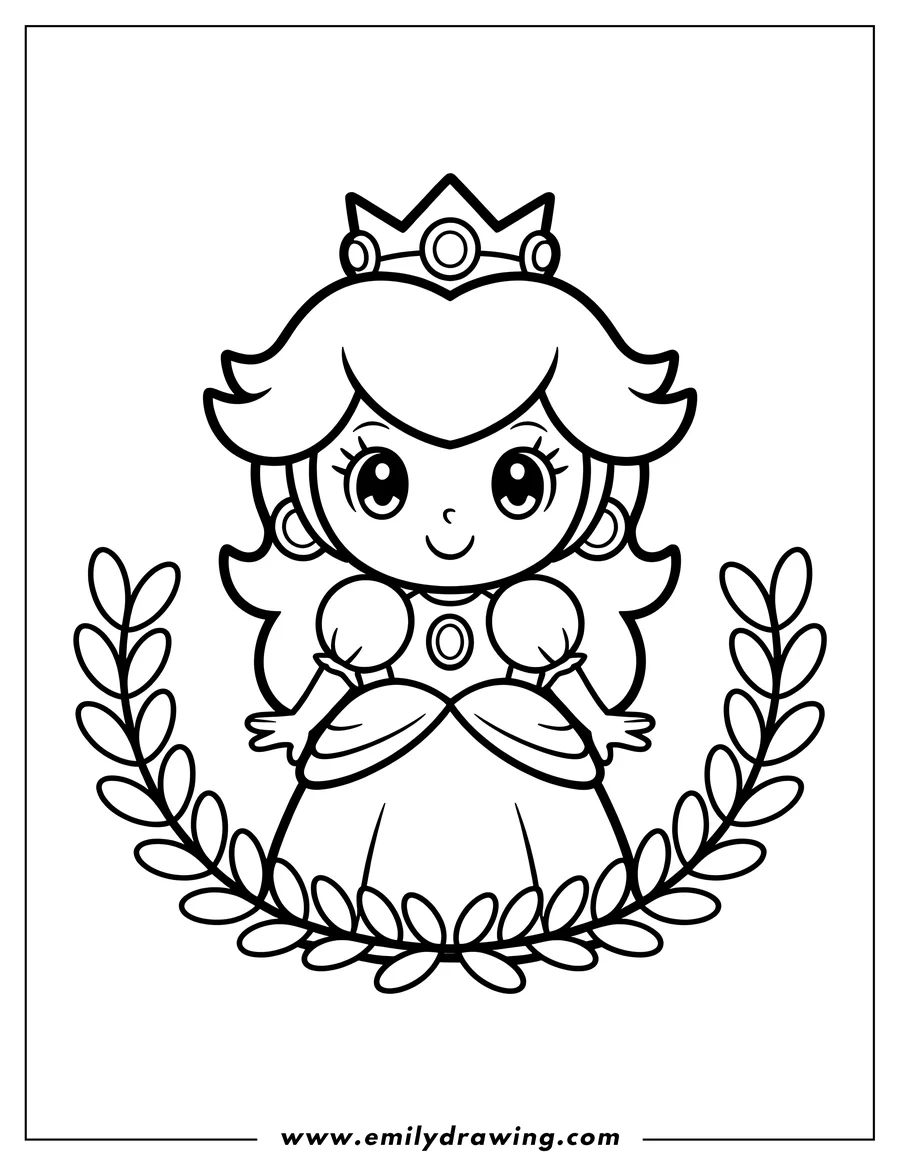 PDF style coloring page: princess