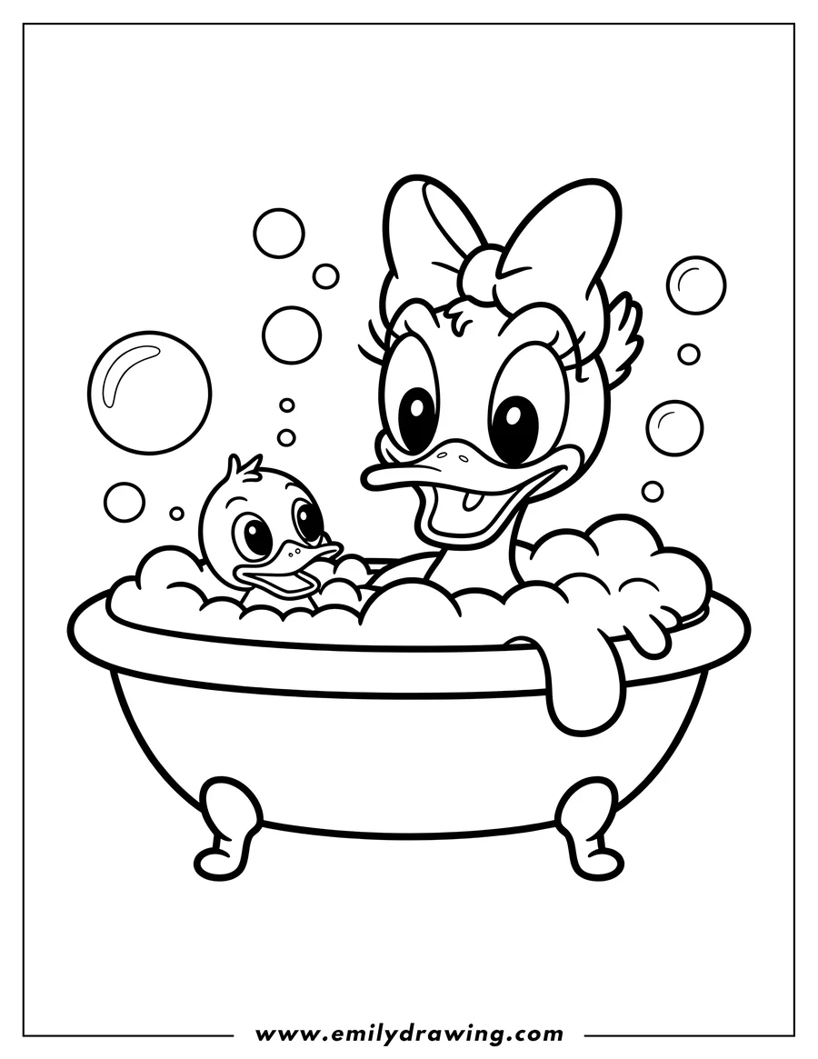 Simple sketch of daisy Duck to color