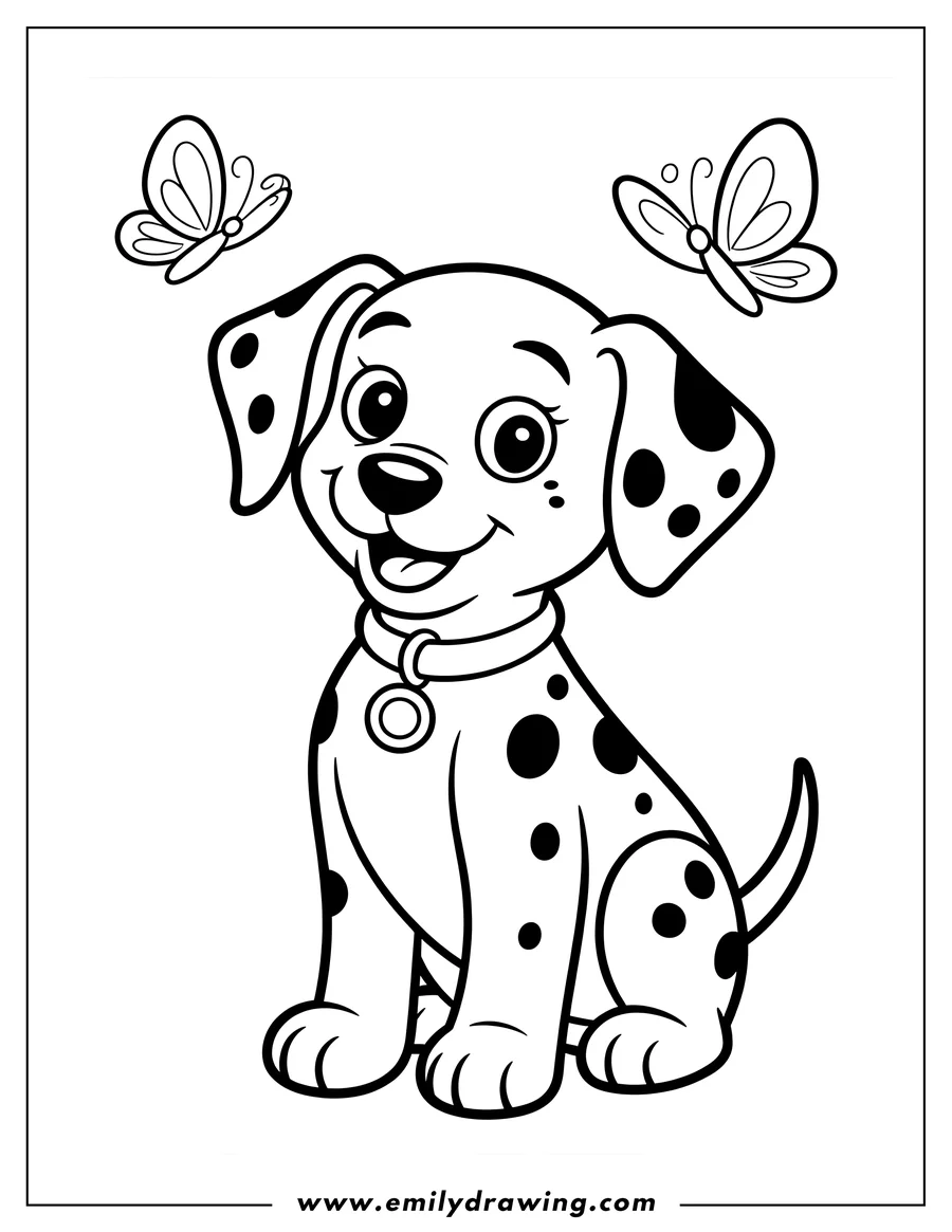 Printable coloring page of dalmatian Puppy