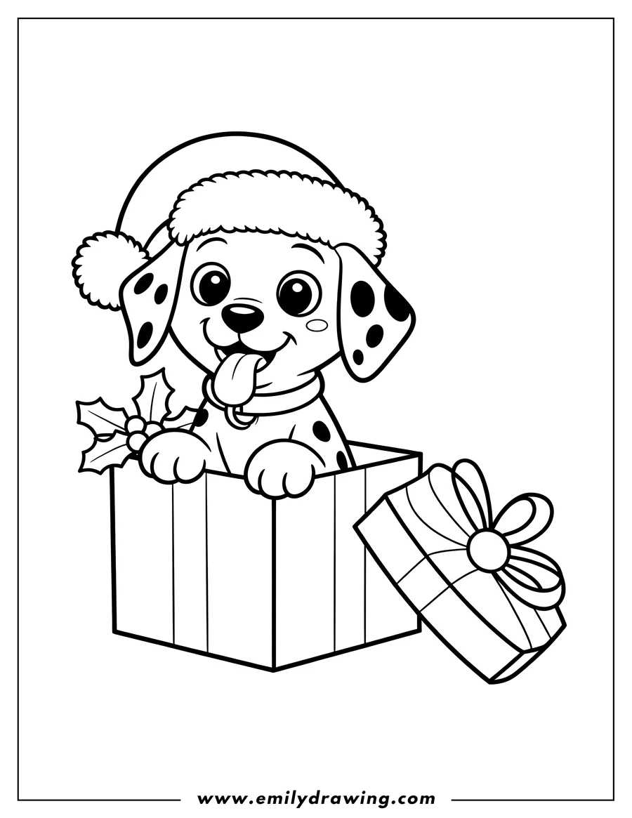 Clean line drawing: dalmatian puppy