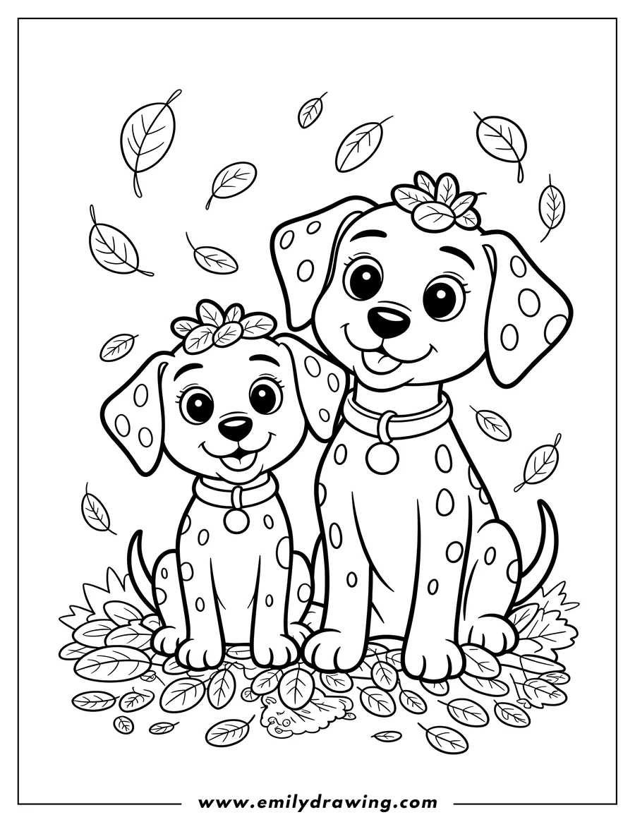 Doodle style coloring picture of dalmatian Puppy (Larger)