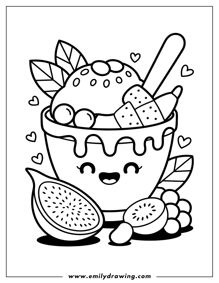 Printable coloring page of dessert Bowl