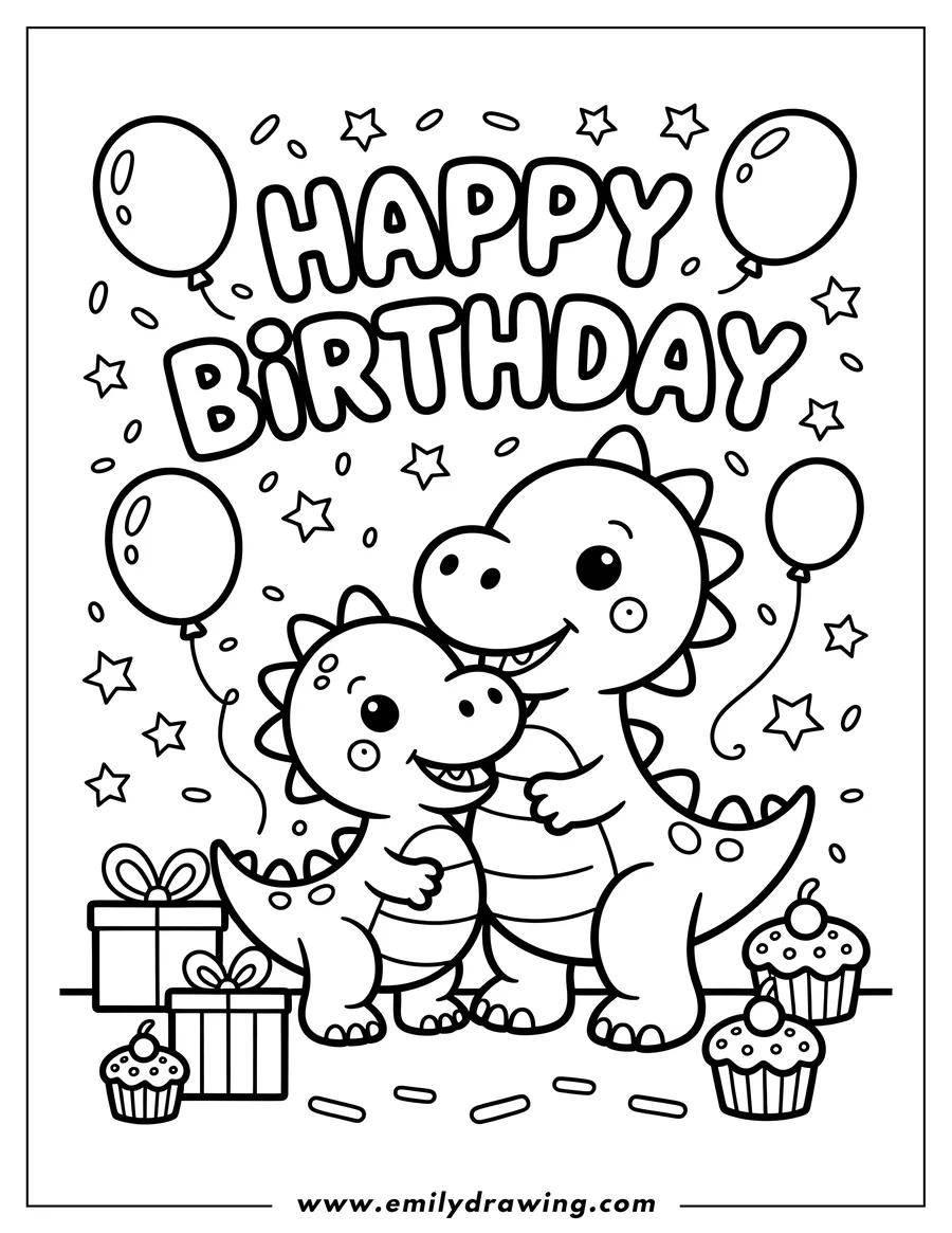 Printable line art of dinosaur