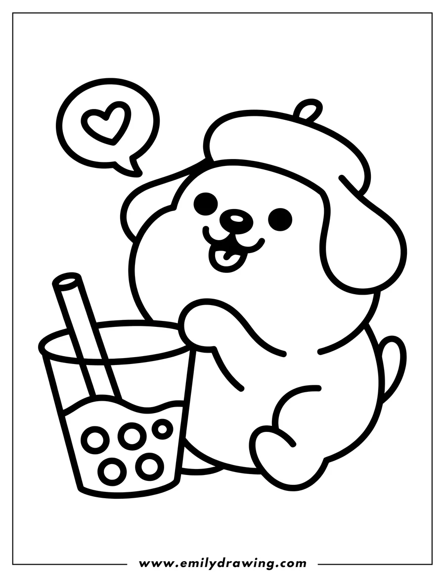 Coloring sheet featuring dog