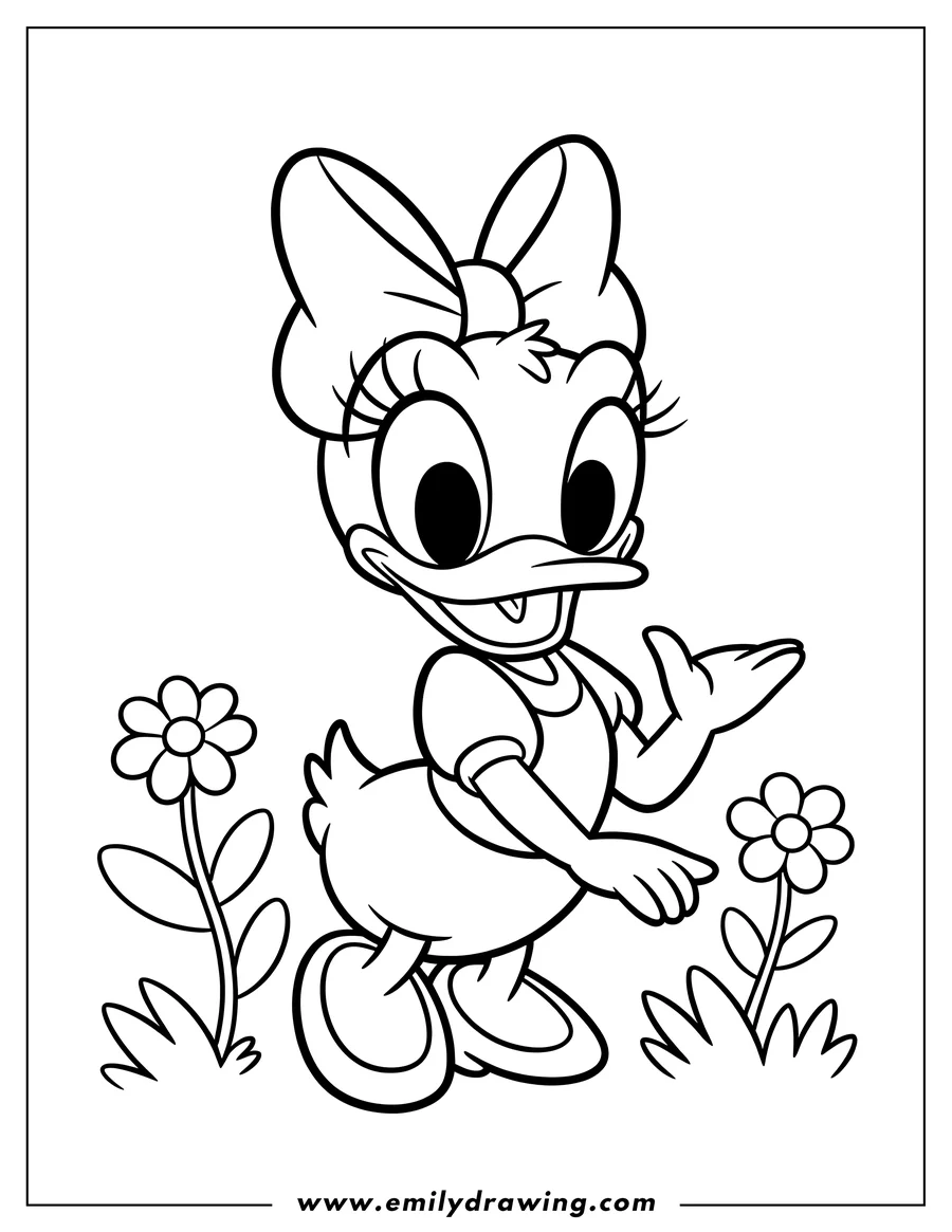 Coloring page of duck