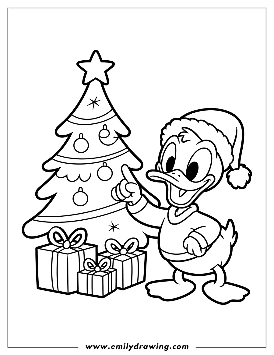 Full page coloring image of duck