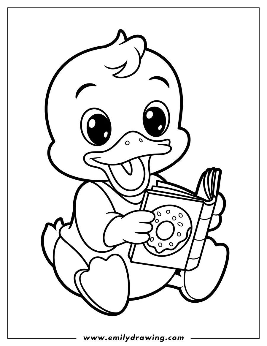 Linear illustration of duckling