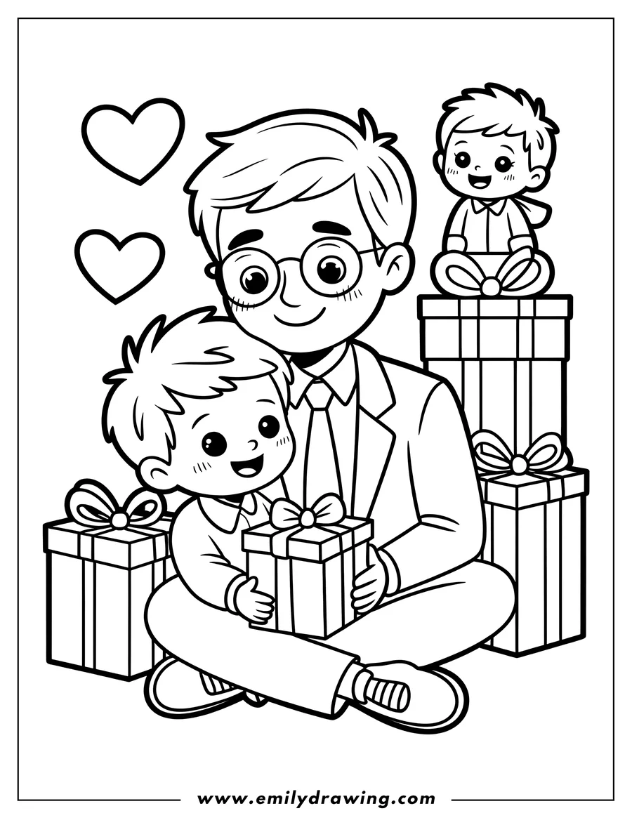 Coloring sheet featuring father