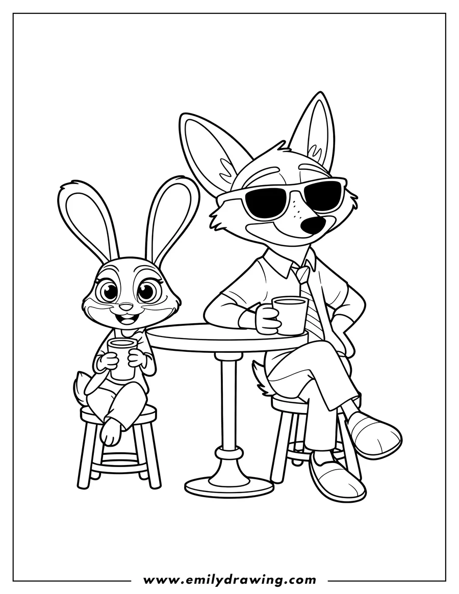 Coloring page for kids: fox
