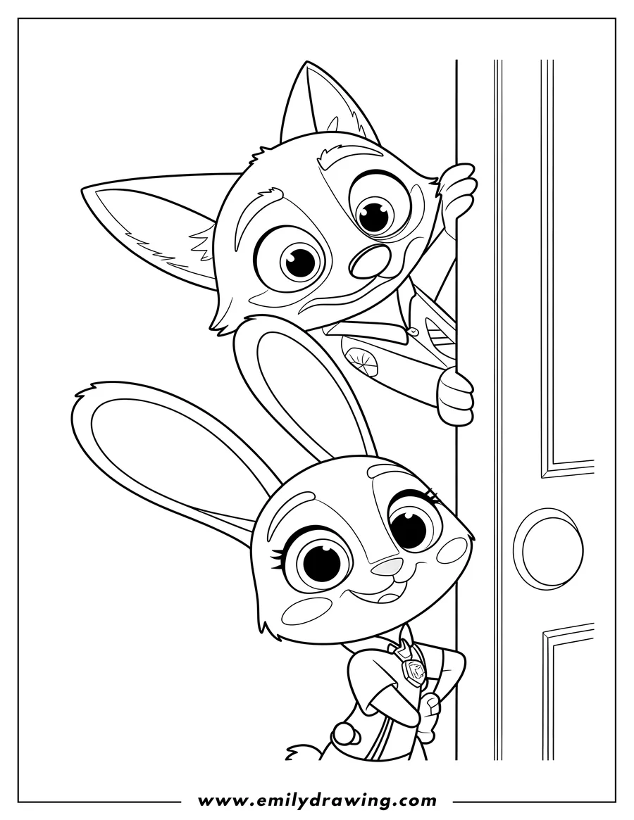 Printable line art of fox