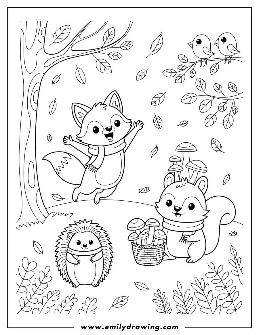 Printable line art of fox