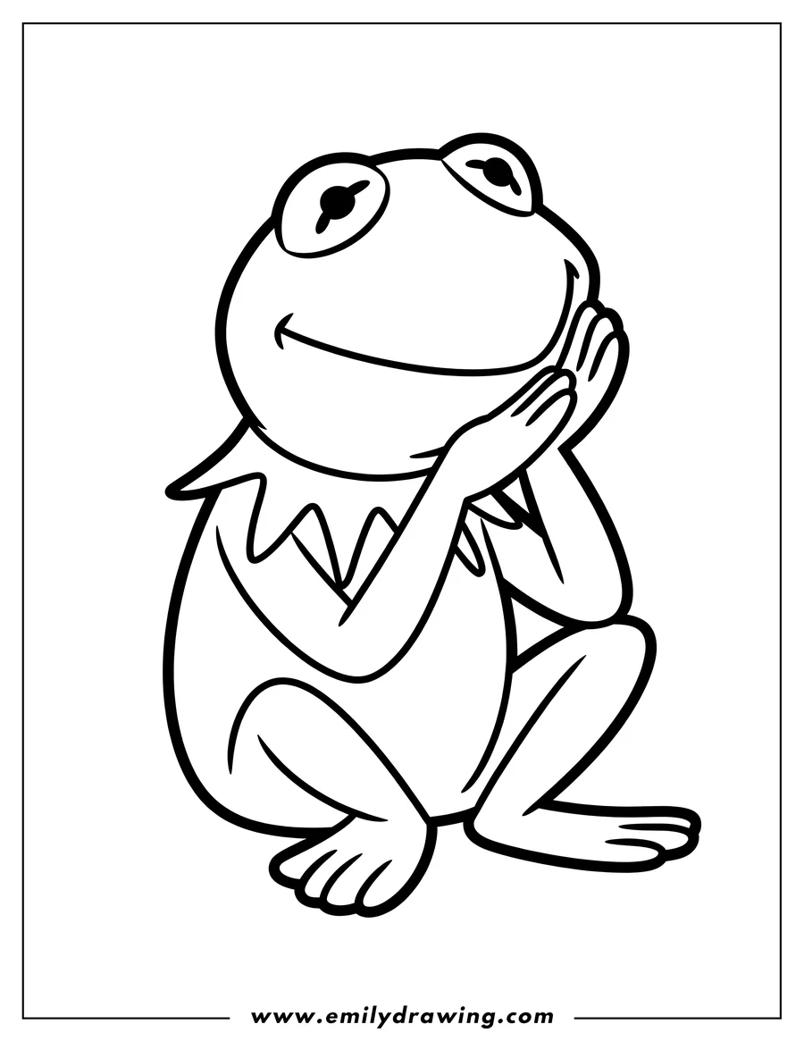 Outline drawing of frog Puppet