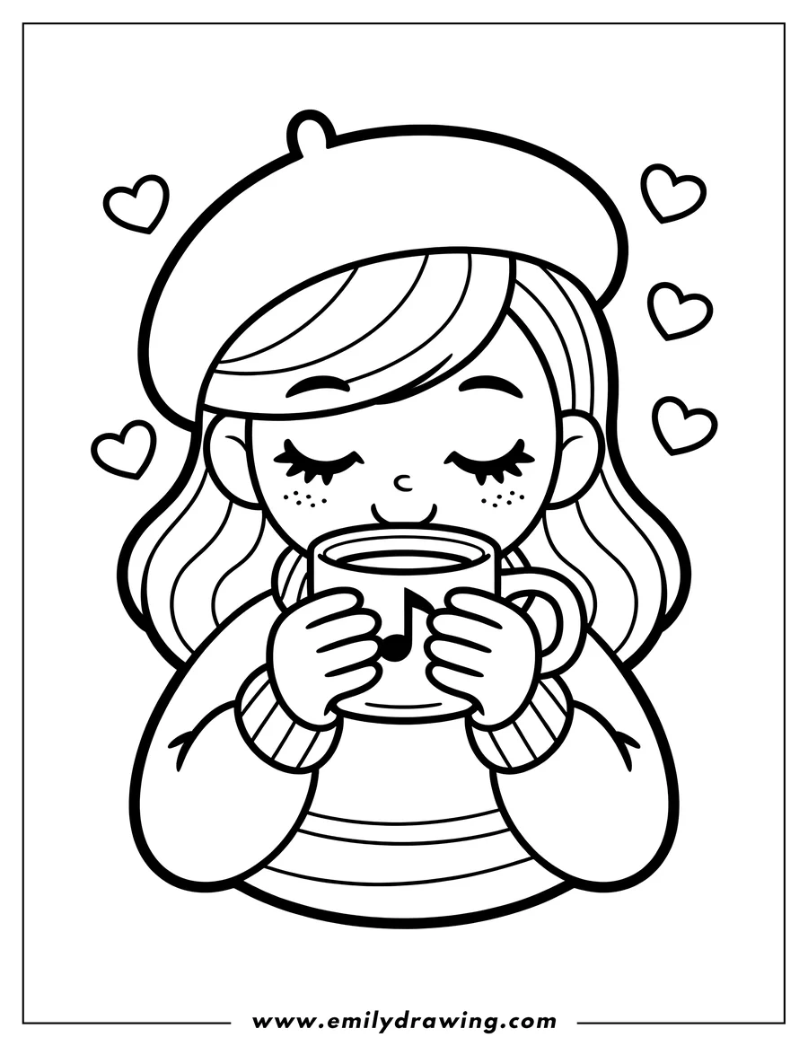 Clean line drawing: girl