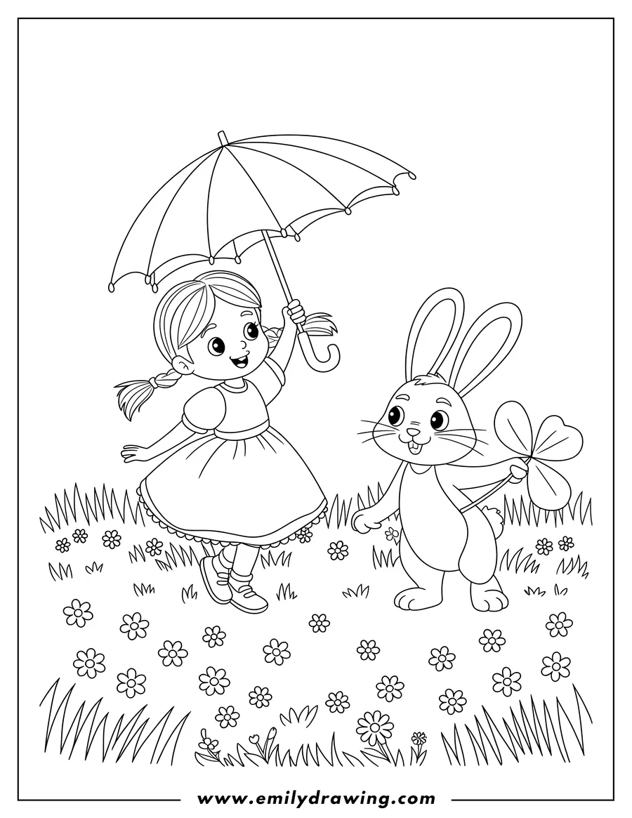 Doodle style coloring picture of girl