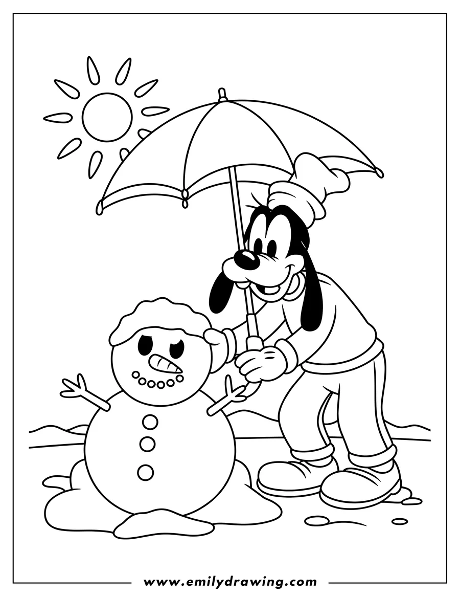 PDF style coloring page: goofy