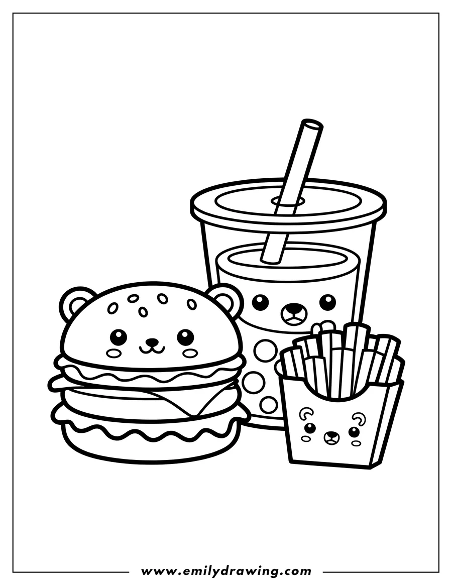 Free to print drawing of hamburger