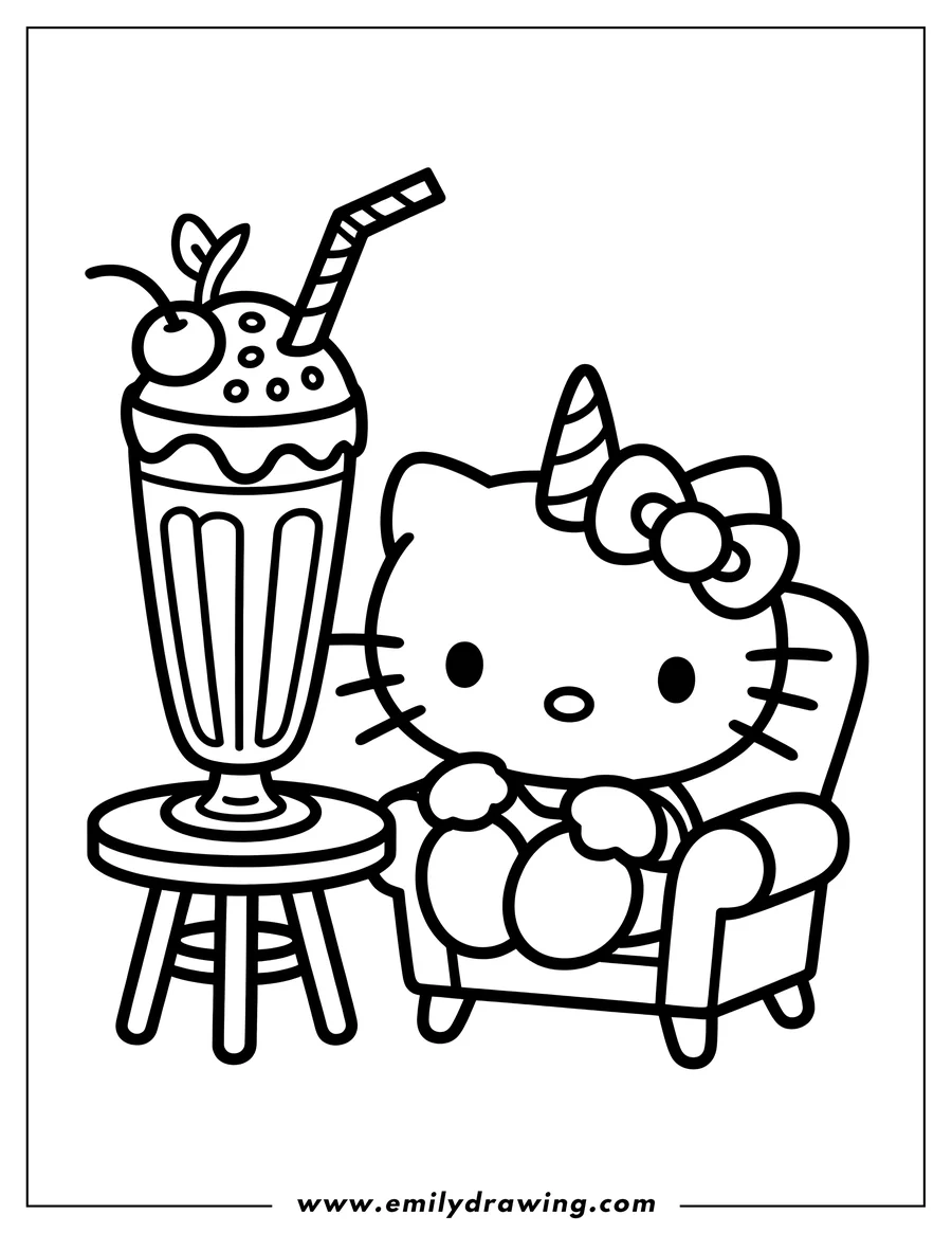 PDF style coloring page: hello Kitty
