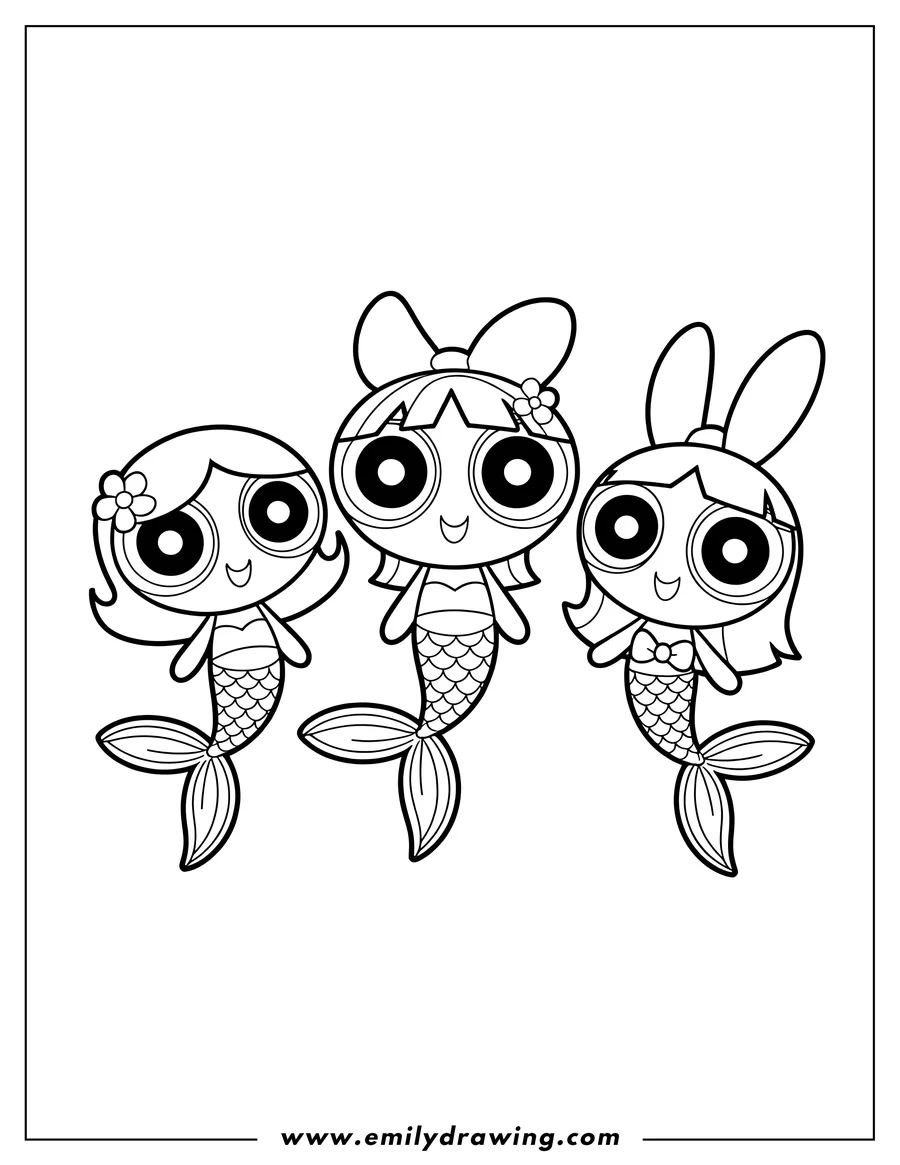 Coloring page for kids: mermaid Character (Left)