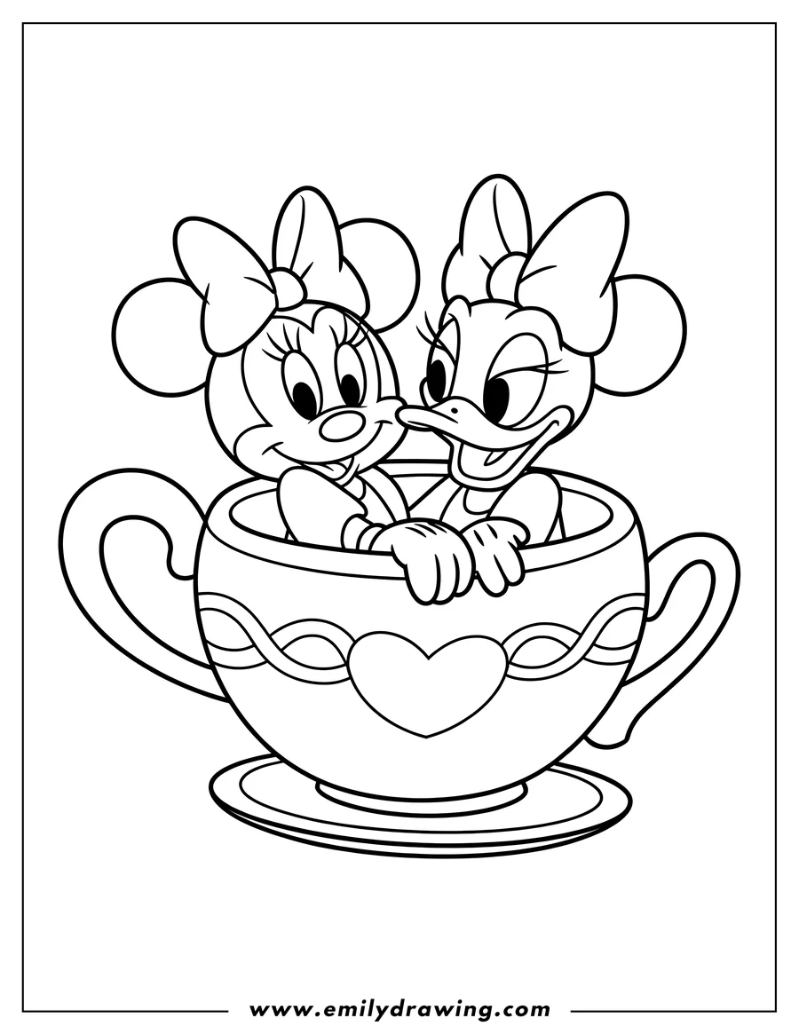 Doodle style coloring picture of minnie Mouse