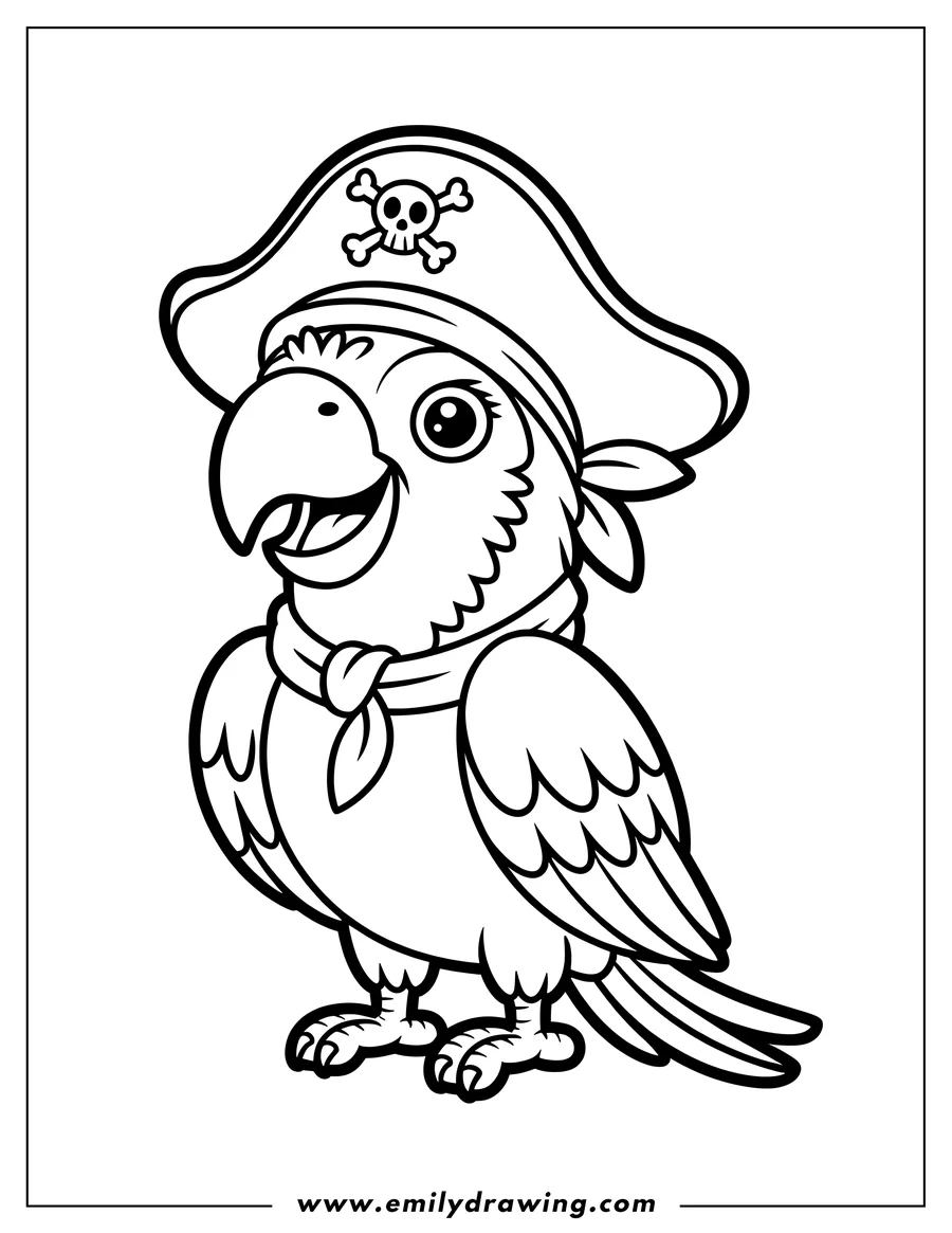 Outline drawing of parrot