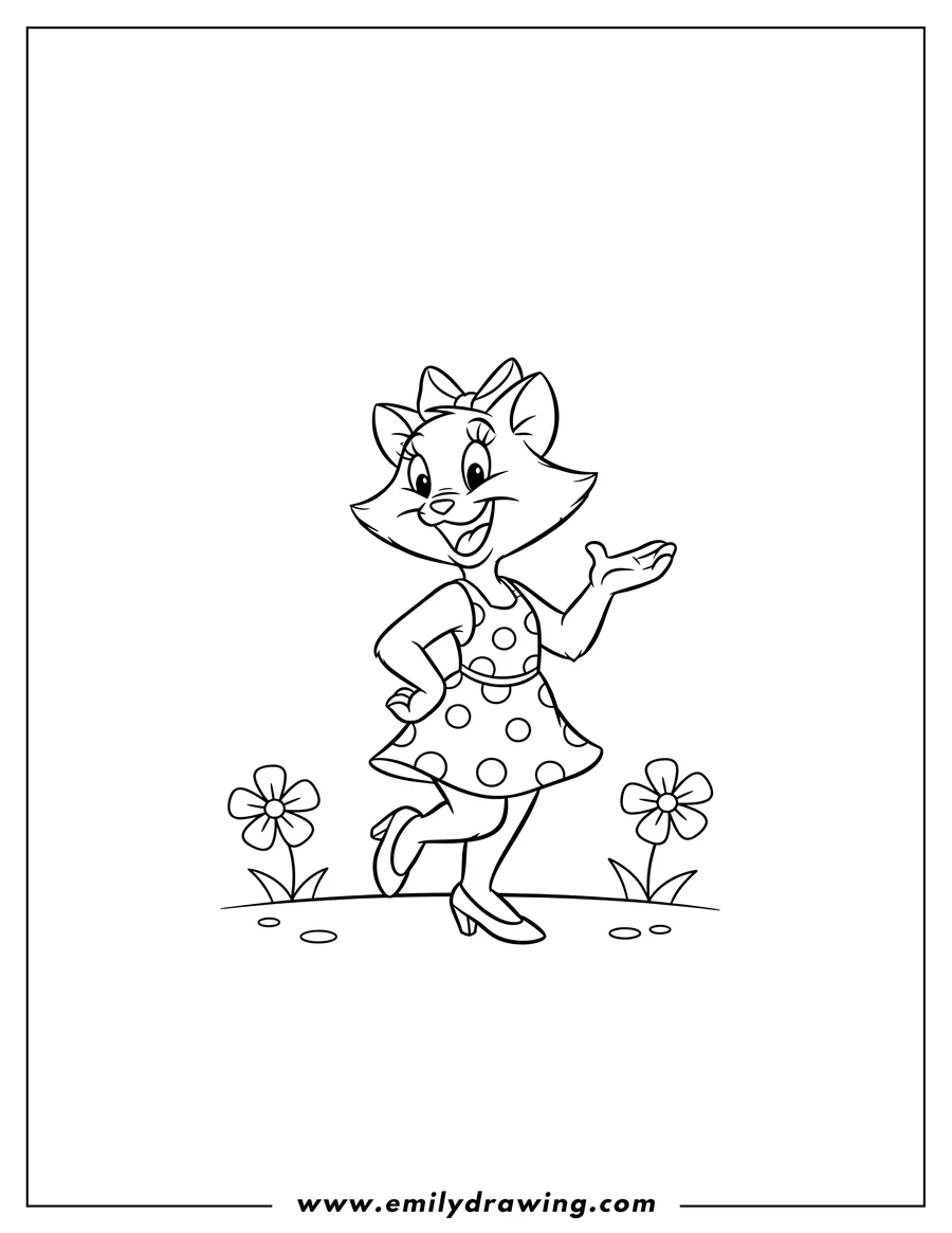 High quality printable penelope Pussycat posing happily with a hand on her hip for coloring