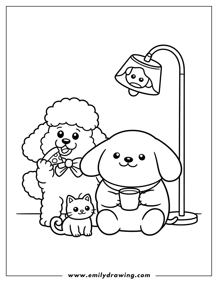 Coloring page of poodle