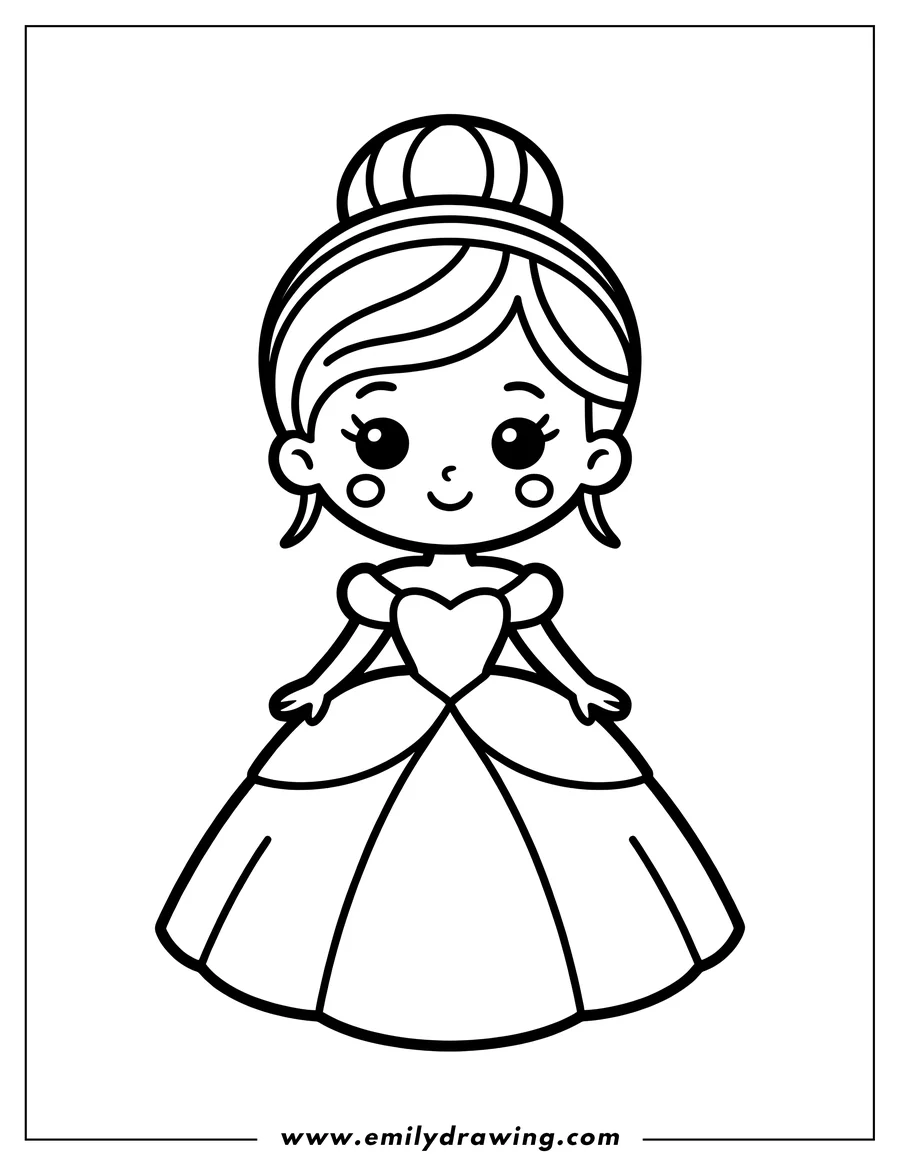 Printable line art of princess