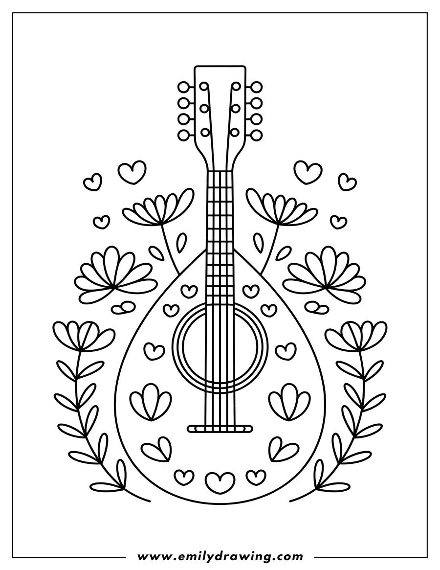 Vector style outline of mandolin
