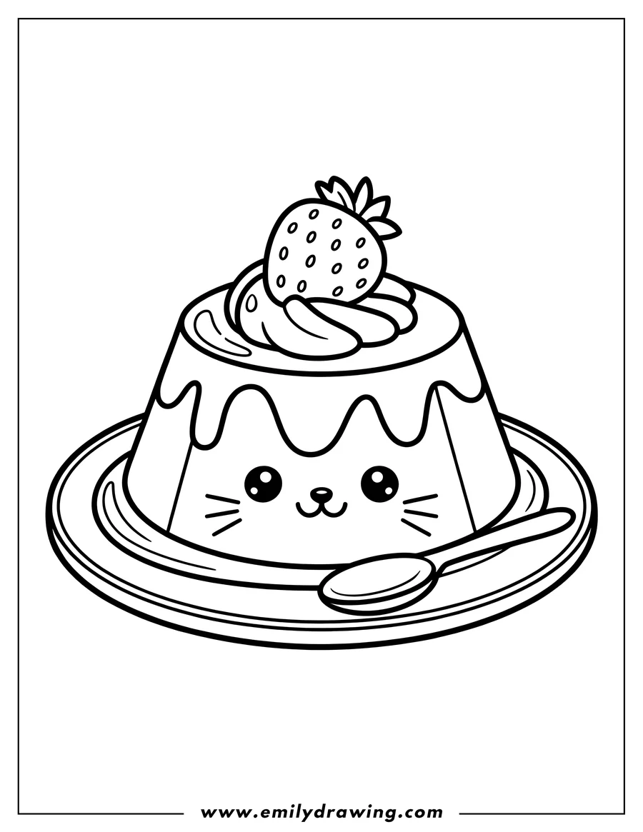 Full page coloring image of pudding