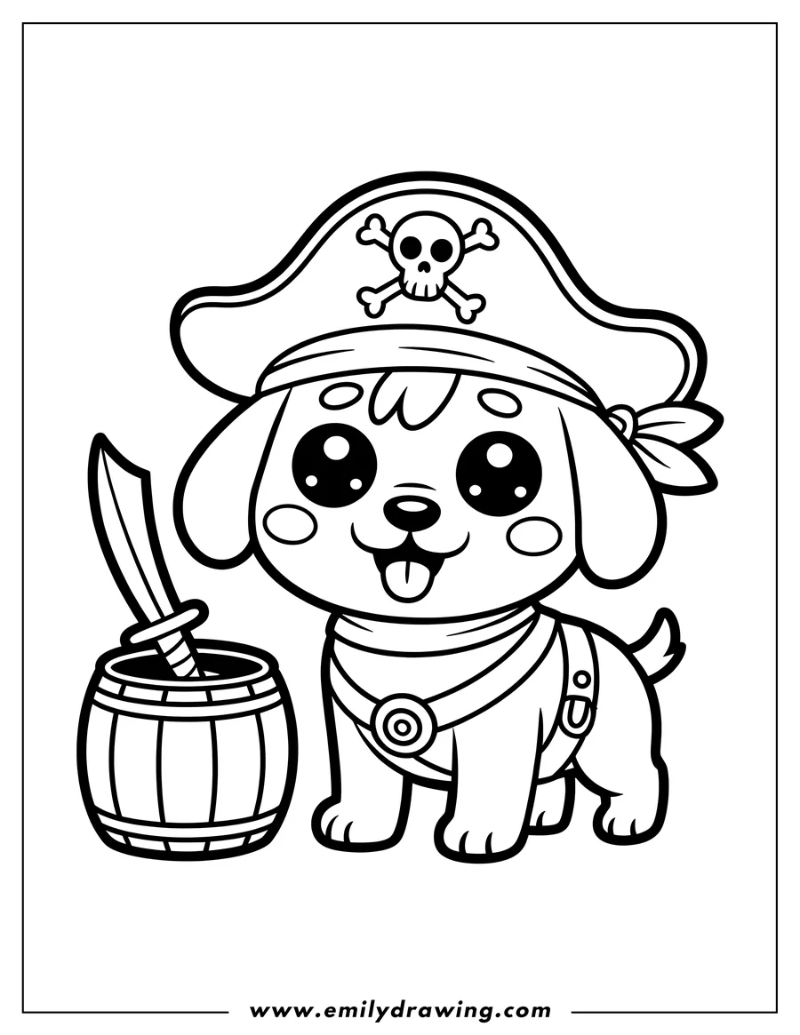Coloring page of puppy