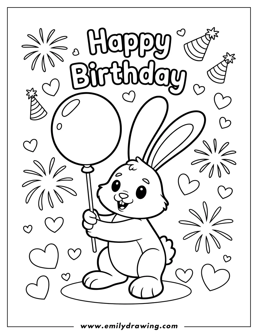 Doodle style coloring picture of rabbit