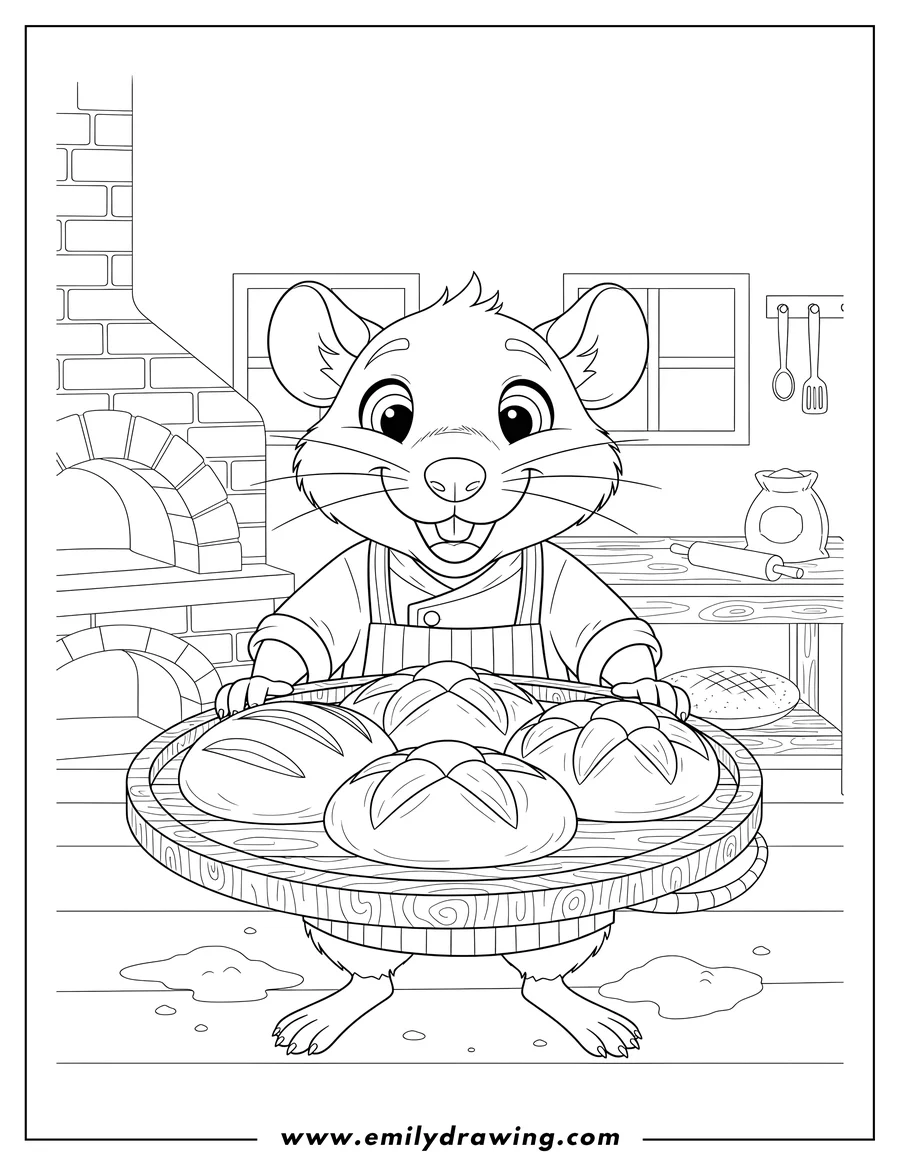 Printable coloring page of rat