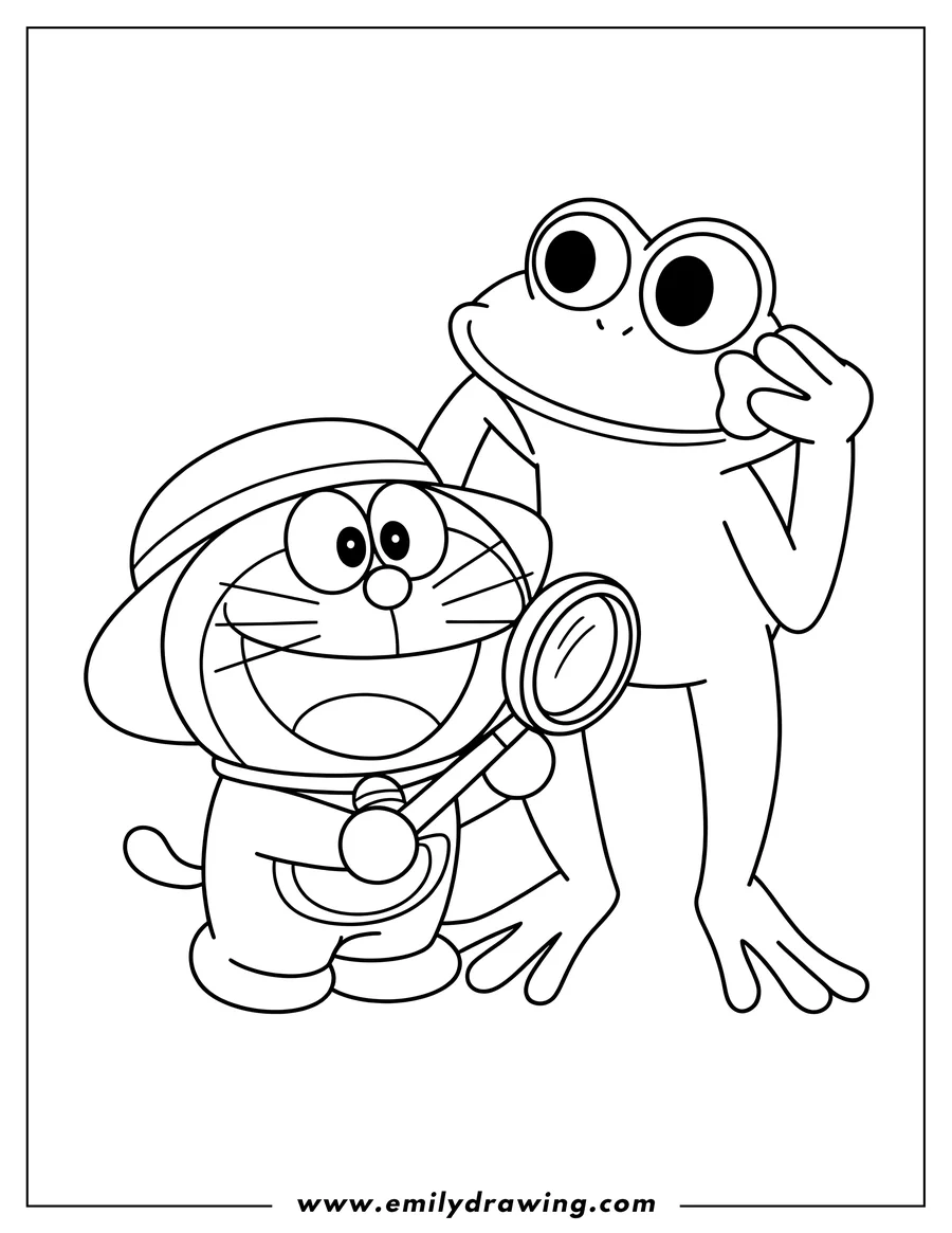 Black and white line art of robotic Cat