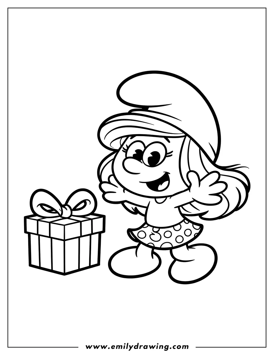 PDF style coloring page: smurfette