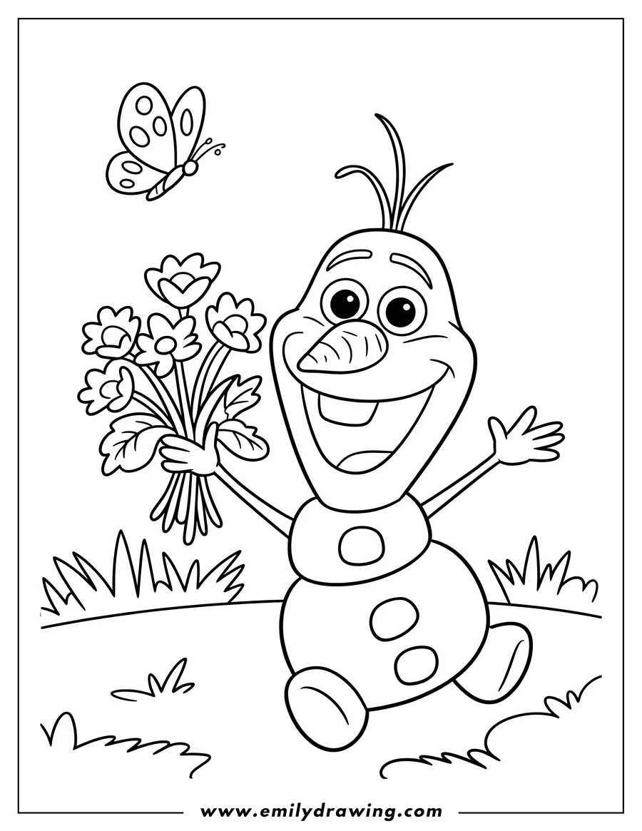 Downloadable coloring page of snowman