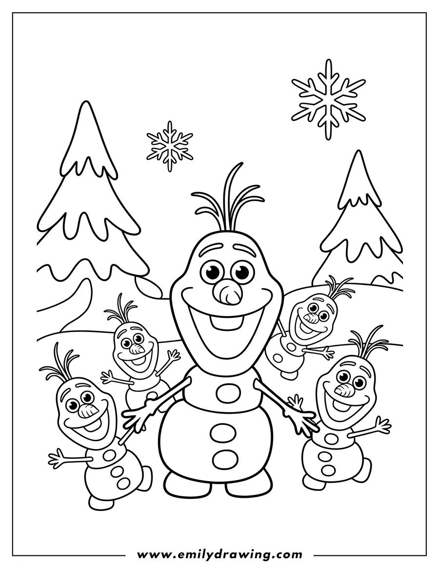Coloring page of snowman